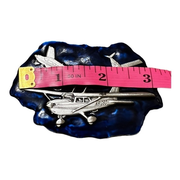 Classic vintage Bergamot Brass works enameled brass belt buckle - Picture 3 of 4